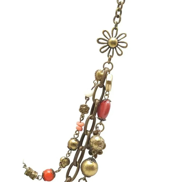 Vintage Bohemian Charm Necklace With Beads & Elephant Pendant 21" Adjustable Len - Picture 4 of 5